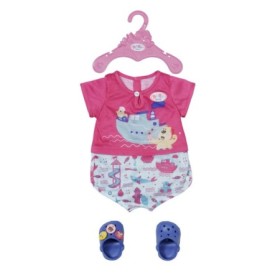 BABY born Pijama cu forme marine si papucei albastri cu insigne pentru papusi 43 cm